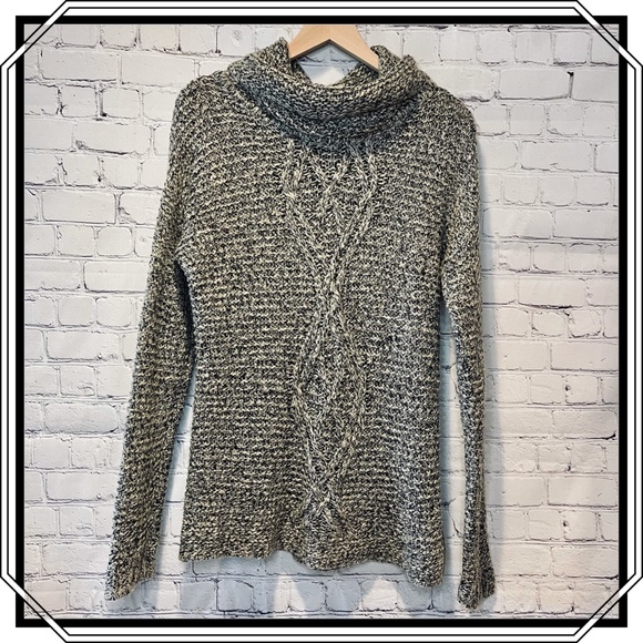The Limited  Chunky Cowell Neck Gray and Black Long Sleeve Sweater Size … - Picture 1 of 10